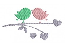 Stickdatei Frühlingsvögel auf Ast